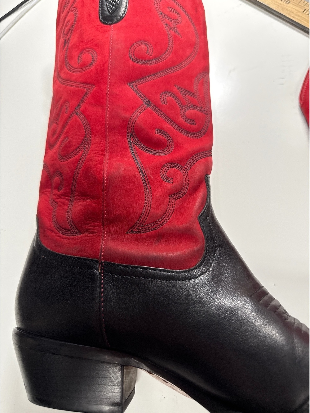Nine West Black Leather Red Suede Western made in Brazil Cowboy Boots Size 6.5 - Picture 11 of 11